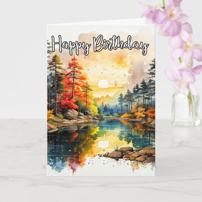 Sunny Day On the Pond | Happy Birthday Card (Orchid)