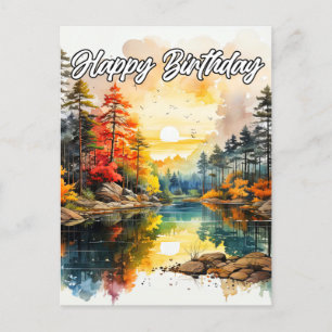 Sunny Day On the Pond Happy Birthday Postcard