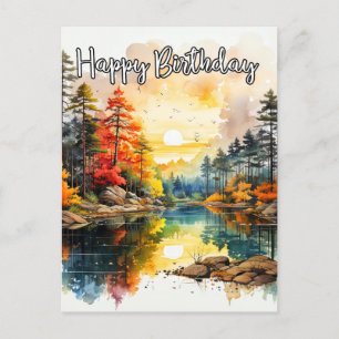 Sunny Day On the Pond   Happy Birthday Postcard