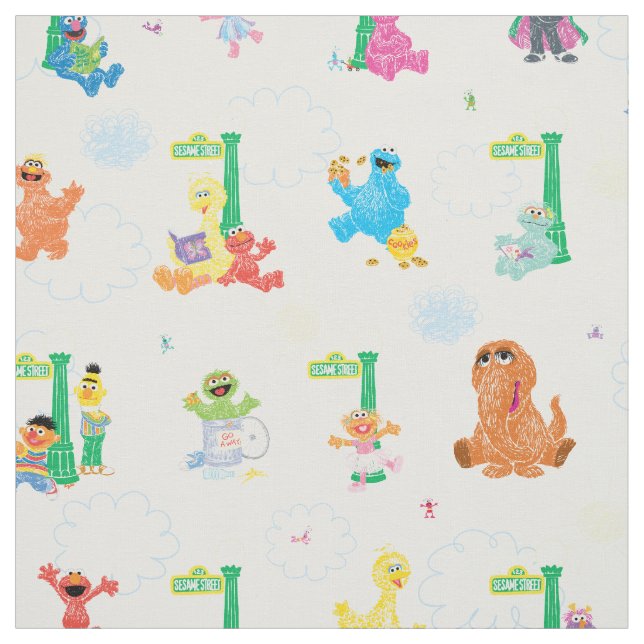 Sunny Day Sesame Street Pattern Fabric (Swatch)