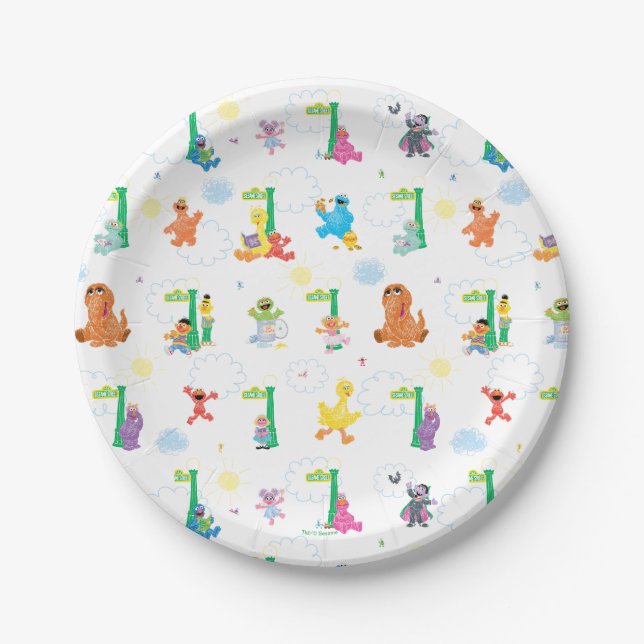 Sunny Day Sesame Street Pattern Paper Plate (Front)