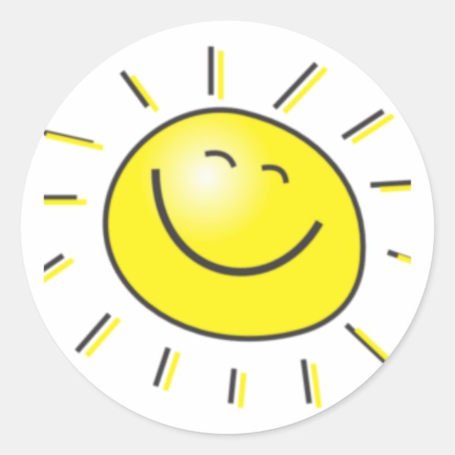 Sunny day, smiling sun, Day to smile! Classic Round Sticker (Front)