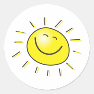 Sunny day, smiling sun, Day to smile! Classic Round Sticker