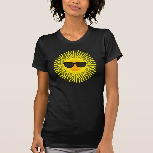 Sunny Day Sun Rays Tropical Summer Beach Theme Blk T-Shirt (Front)