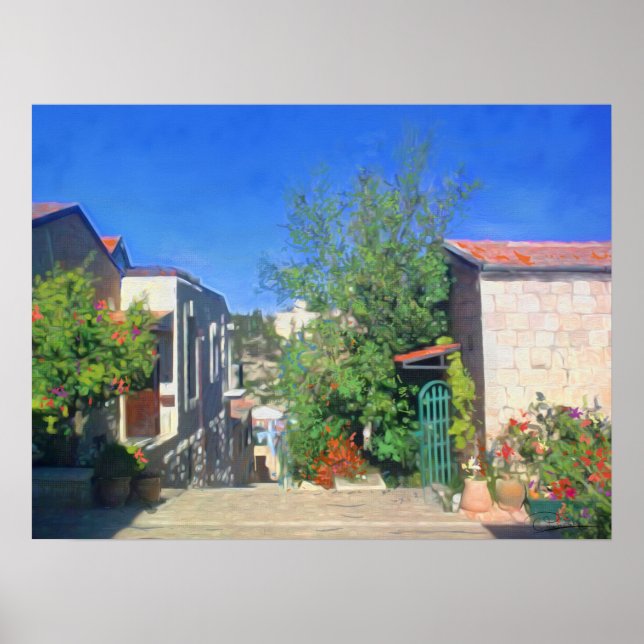 Sunny Day Yemin Moshe View Jerusalem Israel Oil Poster (Front)