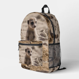 "Sunny Days: Baby Meerkat's Beach Adventure" Printed Backpack