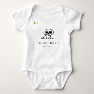 Sunny Days Dachshund Puppy Custom Name Baby Bodysuit
