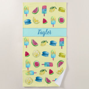 Sunny Delights: Watercolor Summer Beach Towel