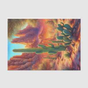 Sunny Desert Cactus Cliff Landscape Decoupage  Tissue Paper