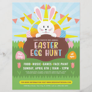 Sunny Easter Bunny Colourful Egg Hunt Event Flyer