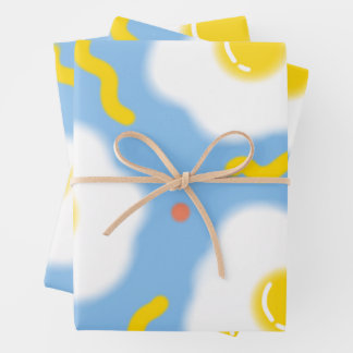 Sunny Egg Doodle Pattern Wrapping Paper Sheet