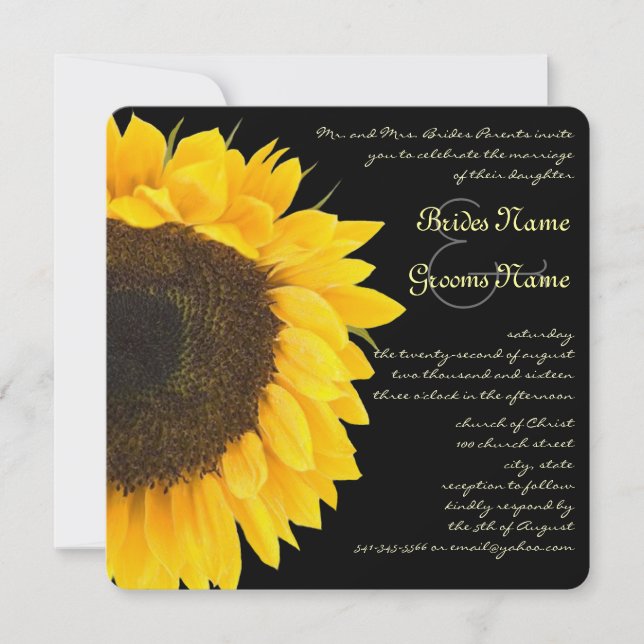 Sunny Elegance Farmhouse Sunflower Wedding Invitation (Front)