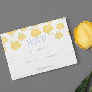 Sunny Elegance Yellow Roses & Sky Blue Wedding Invitation