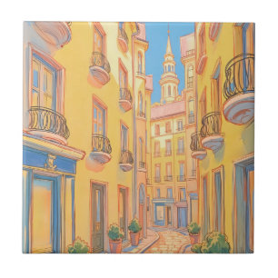 Sunny European Street Ceramic Tile – Cosy Travel