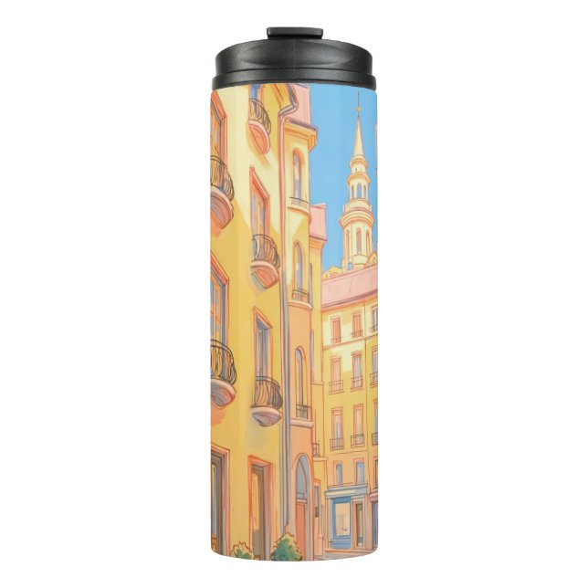 Sunny European Street Cosy Architecture Travel Art Thermal Tumbler (Front)