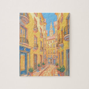 Sunny European Street Jigsaw Puzzle – Cosy Art