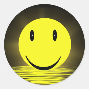 Sunny Face In Water Ripples Classic Round Sticker