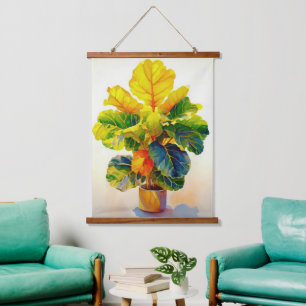 Sunny Fiddle Leaf Fig Tree Hanging Tapestry
