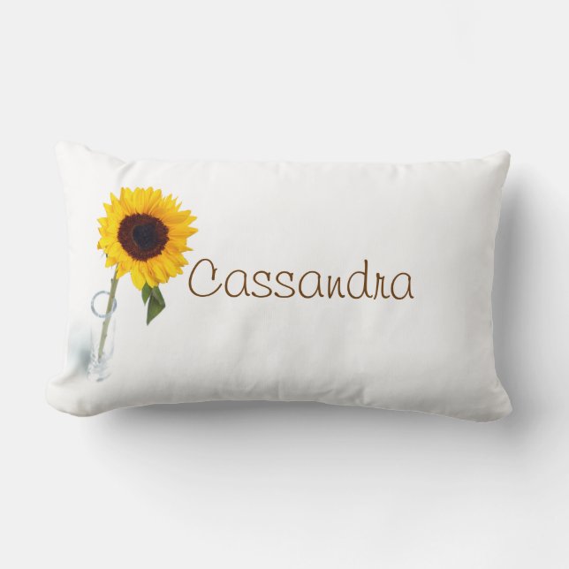 Sunny floral bright Sunflower flower photograph Lumbar Cushion (Front)