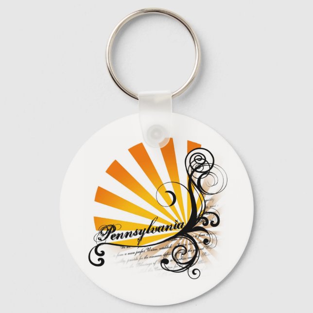 Sunny Floral Graphic Pennsylvania Keychain (Front)