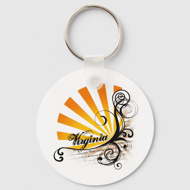 Sunny Floral Graphic Virginia Keychain (Front)