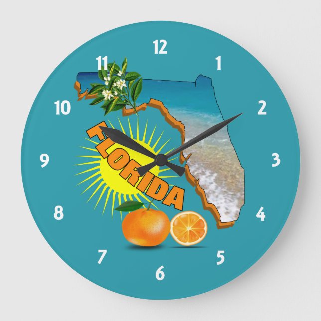 Sunny Florida Sunshine Orange Blossom Travel Large Clock (Front)