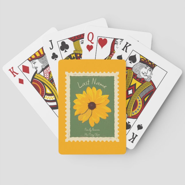 Sunny Flower Rustic Customisable Event  Playing Cards (Back)