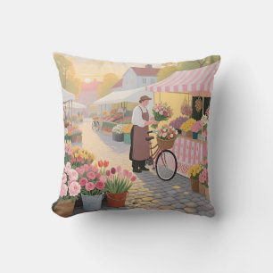 Sunny Flower Street Scene Cushion