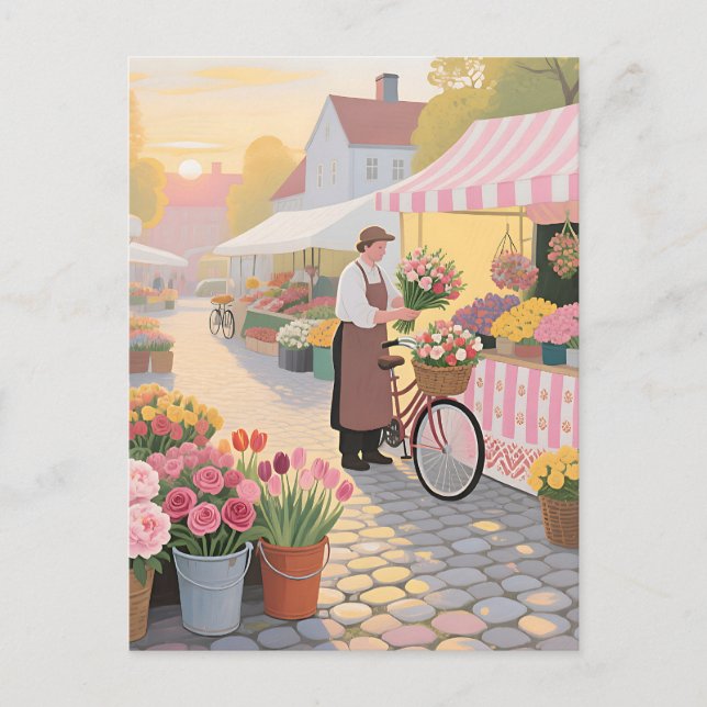 Sunny Flower Street Scene Postcard (Front)