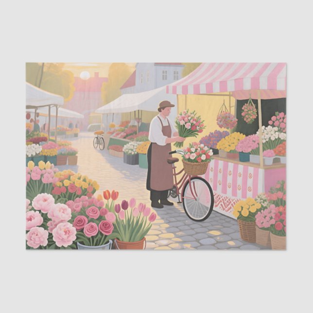 Sunny Flower Street Scene Tissue Paper (Front)