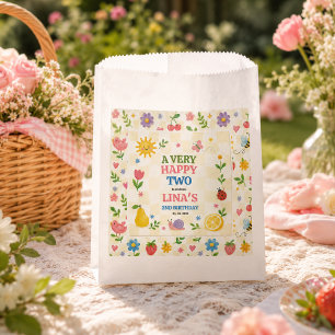 Sunny Garden 2nd Birthday Floral Picnic Party Favour Bags