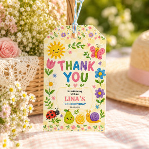 Sunny Garden 2nd Birthday Floral Picnic Party Gift Tags