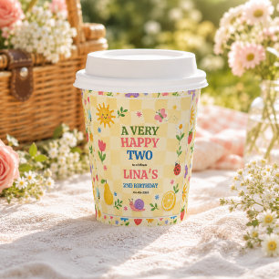 Sunny Garden 2nd Birthday Floral Picnic Party Paper Cups