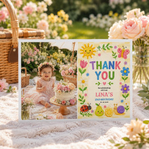 Sunny Garden 2nd Birthday Floral Picnic Party Thank You Card