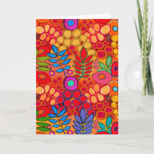 Sunny Garden Flowers - Red Yellow Orange Card