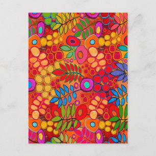 Sunny Garden Flowers - Red Yellow Orange Postcard