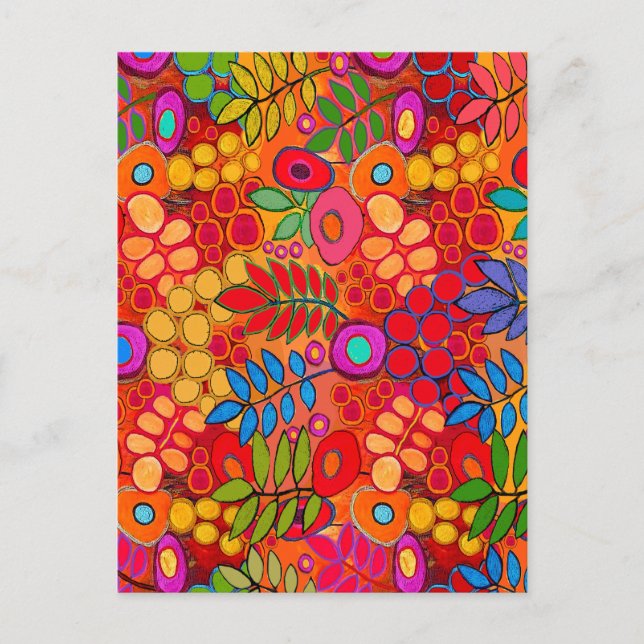 Sunny Garden Flowers - Red Yellow Orange Postcard (Front)