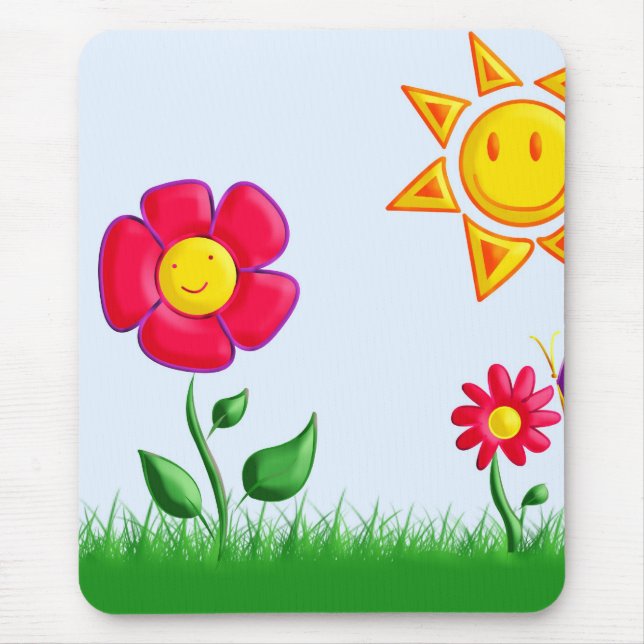 Sunny garden illustration mouse mat (Front)