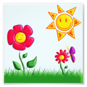 Sunny garden illustration photo print