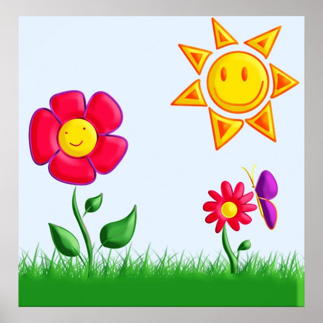Sunny garden illustration poster (Front)