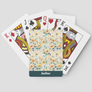 Sunny Gold Flowers Playing Cards