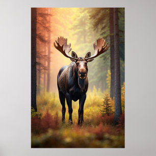 *~* Sunny Golden AP49 MOOSE Nature Forest Poster