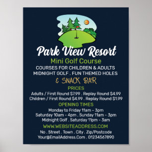 Sunny Golf Course, Mini Golf Course Advertising Poster