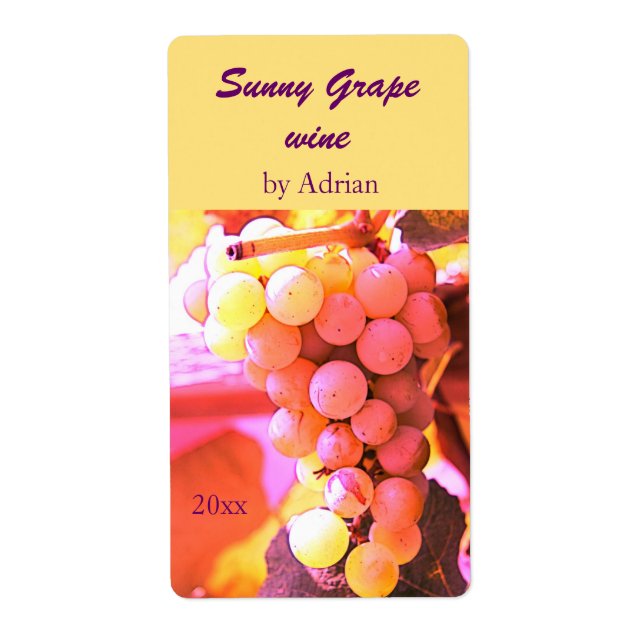 Sunny grapes wine bottle label (Front)