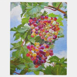 Sunny Grapevine – Colourful Grapes Still Life Pain Fleece Blanket