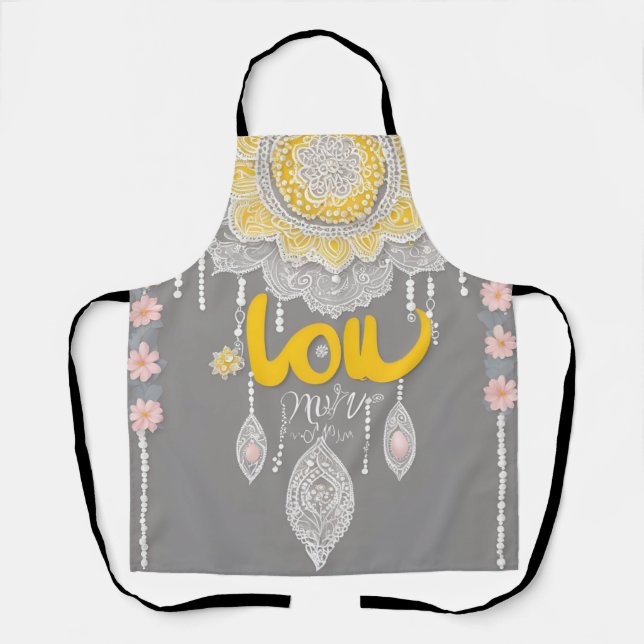 Sunny Gray Lace AI art  Apron (Front)