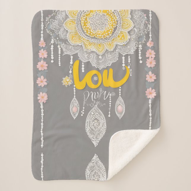 Sunny Gray Lace AI art  Sherpa Blanket (Front)