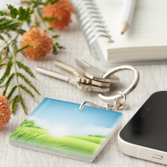 Sunny Green Field Landscape Key Ring (Creator Uploaded)