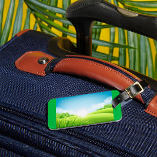 Sunny Green Field Landscape Luggage Tag