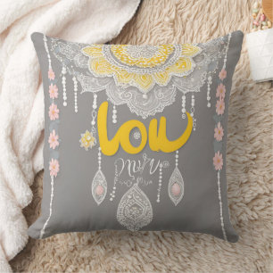 Sunny Grey Lace AI art  Cushion